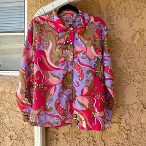 70s style Paisley Print Blouse size M